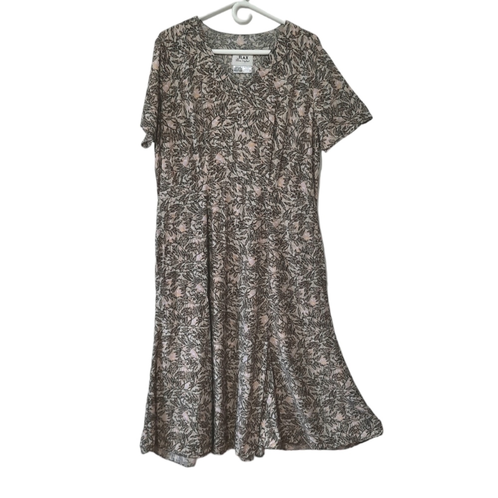 Flax by Jeanne Engelhart 100% Rayon Lagonlook Midi Dress Floral Womens Size M